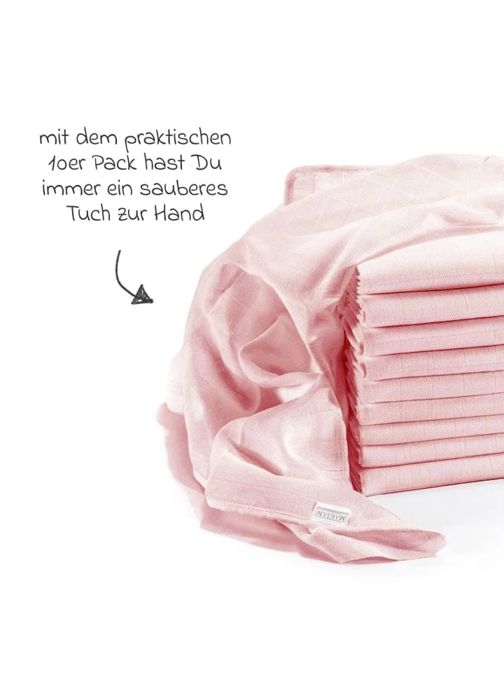 Makian Mullwindel / Mulltuch 10er Pack 80 x 80 cm - Puder in rosa günstig kaufen onesize