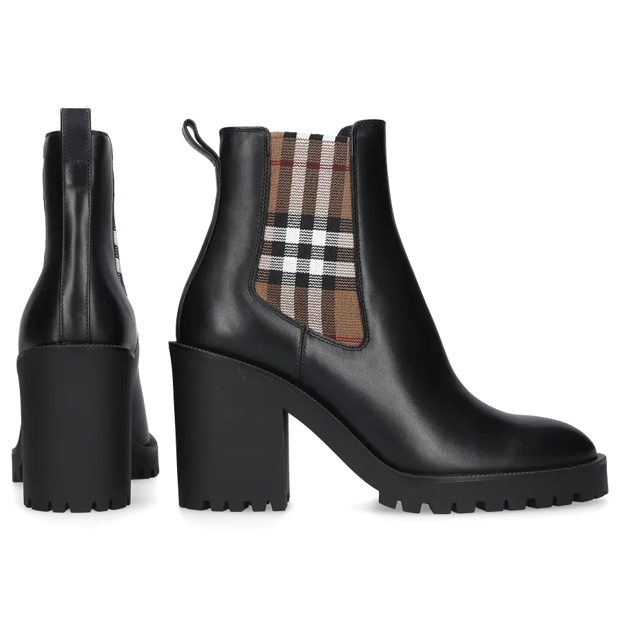 Burberry - Stiefeletten CHECK PANEL Kalbsleder - schwarz