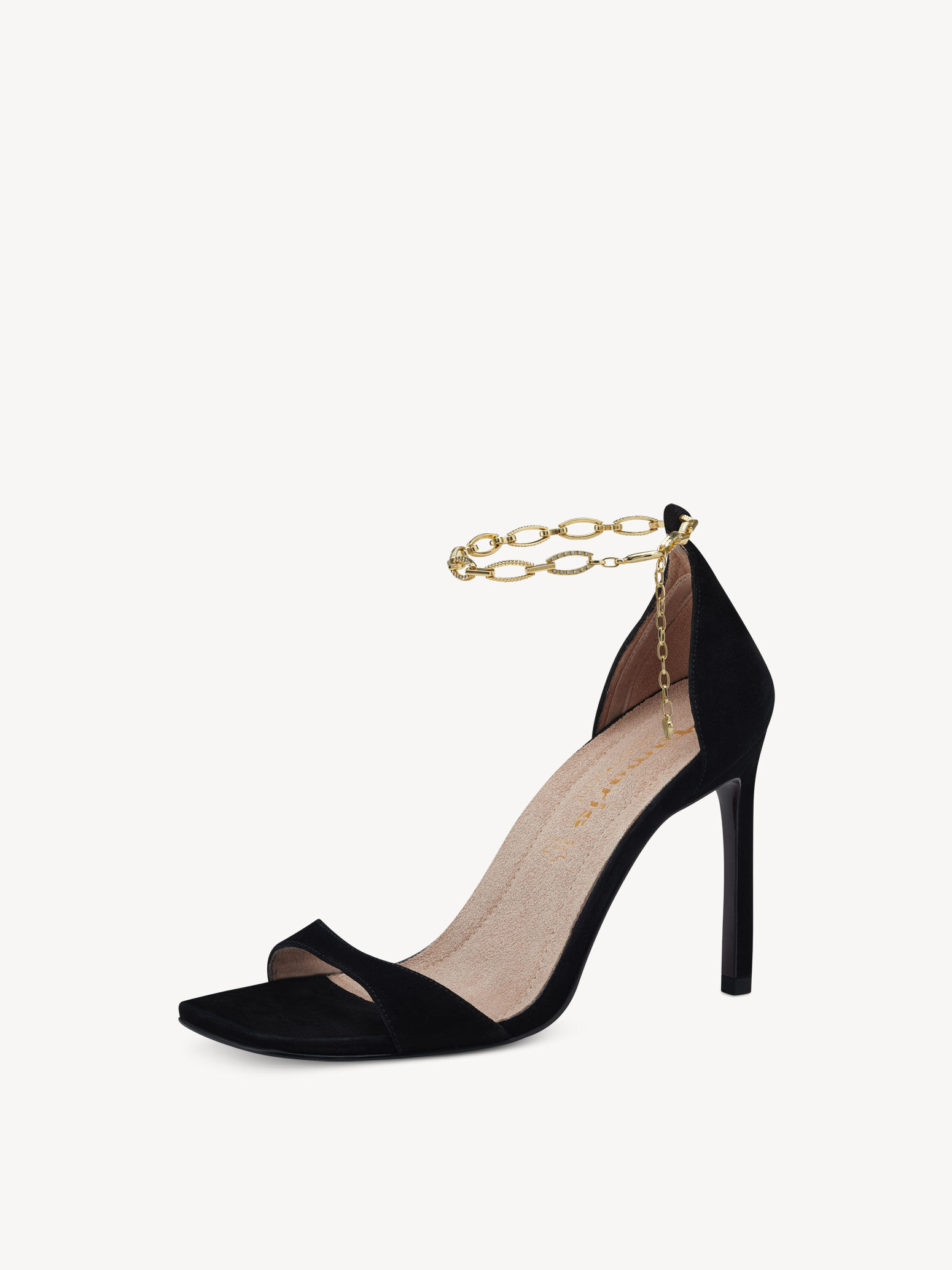 Sandale à talon en cuir - noir