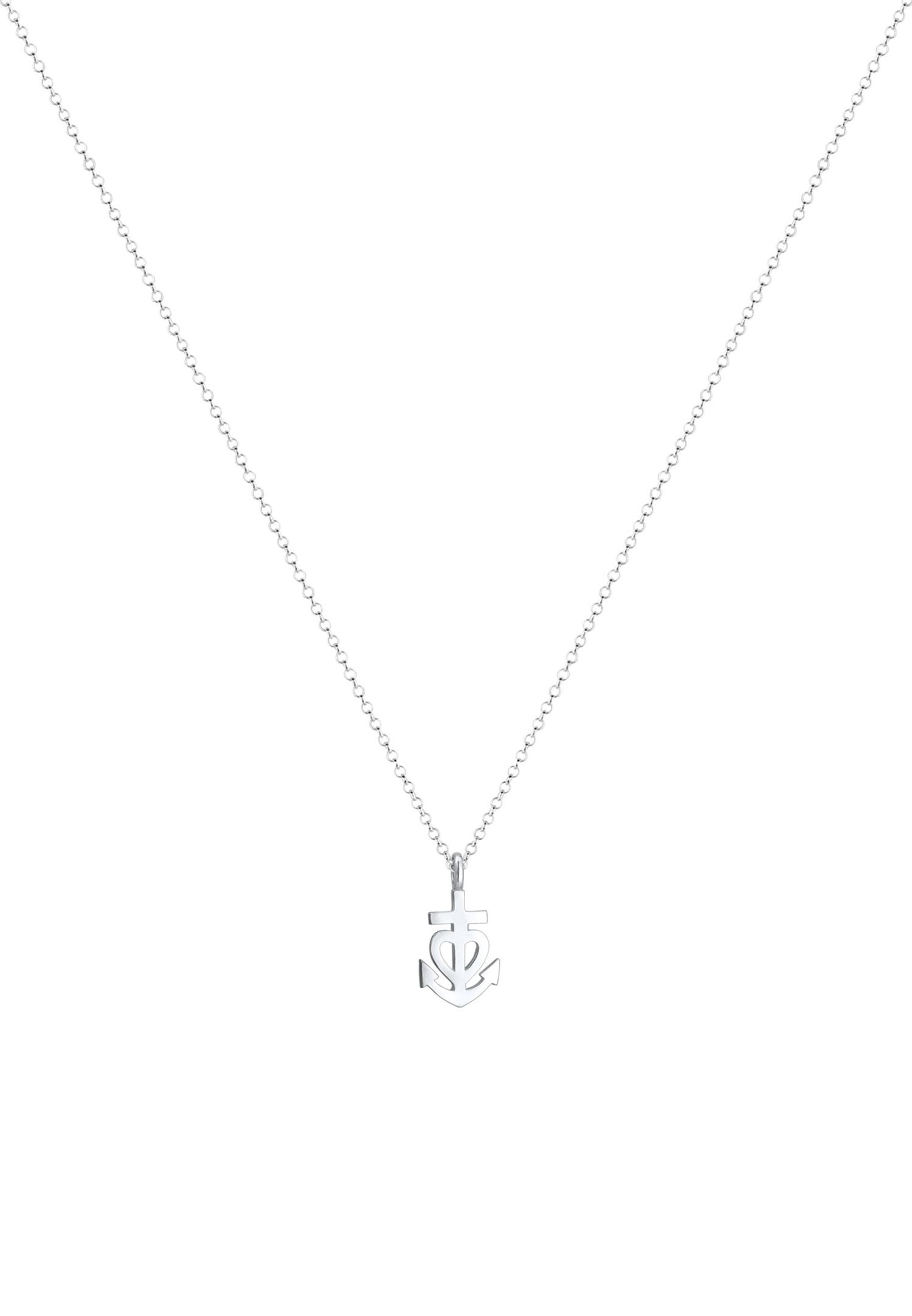 Ciondolo da donna Elli a forma di ancora e cuore in filigrana d'argento sterling 925.