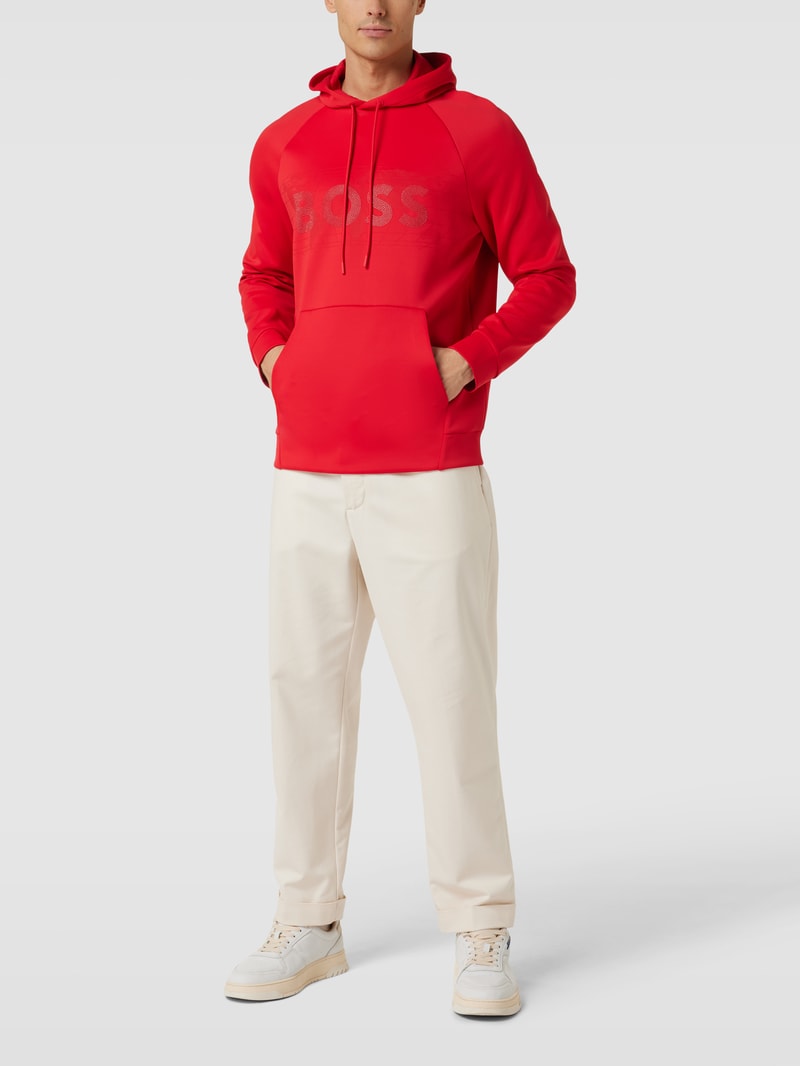 Hoodie mit Label-Detail Modell 'Soody' in kirschrot