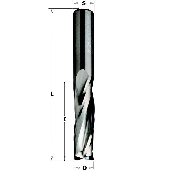 Fresa helicoidal CMT 193.081.11 de metal duro, 8 mm de diâmetro, haste de 8 mm, direita
