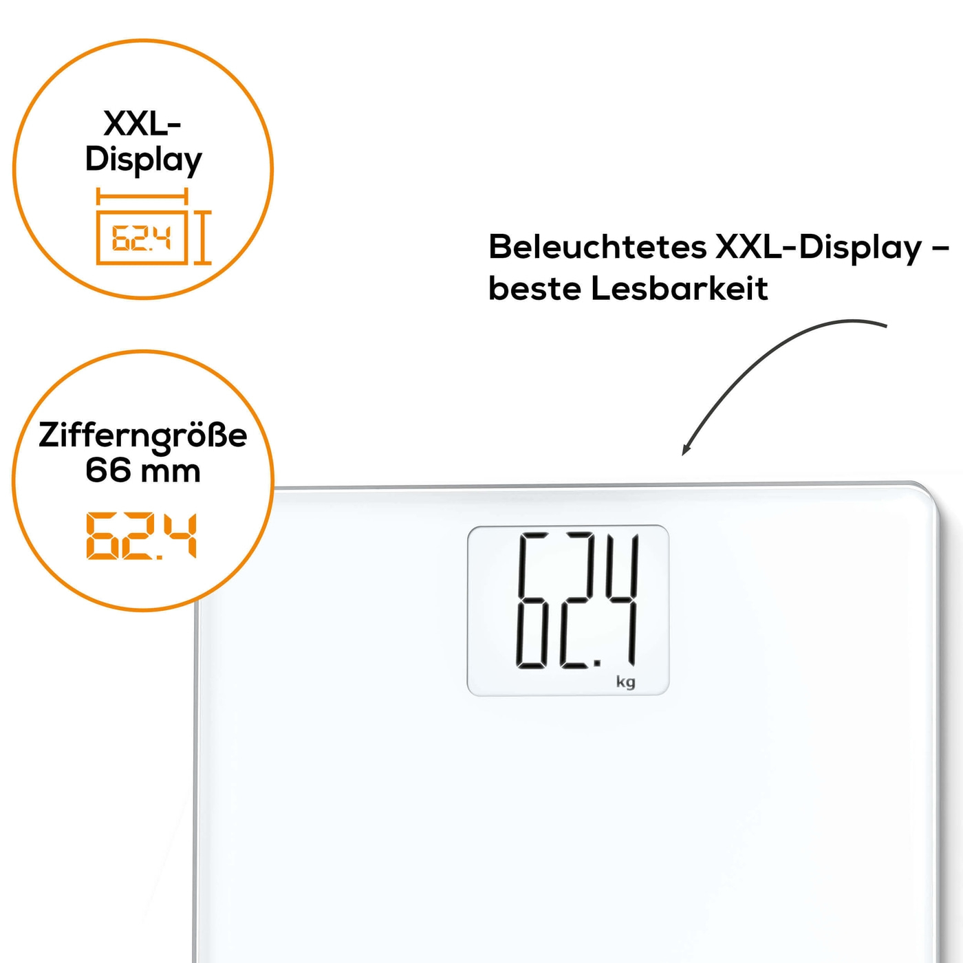 Beurer Glaswaage GS 340 XXL-Große Personenwaage aus Glas mit praktischer Tara-Zuwiegefunktion - bis 200 kg