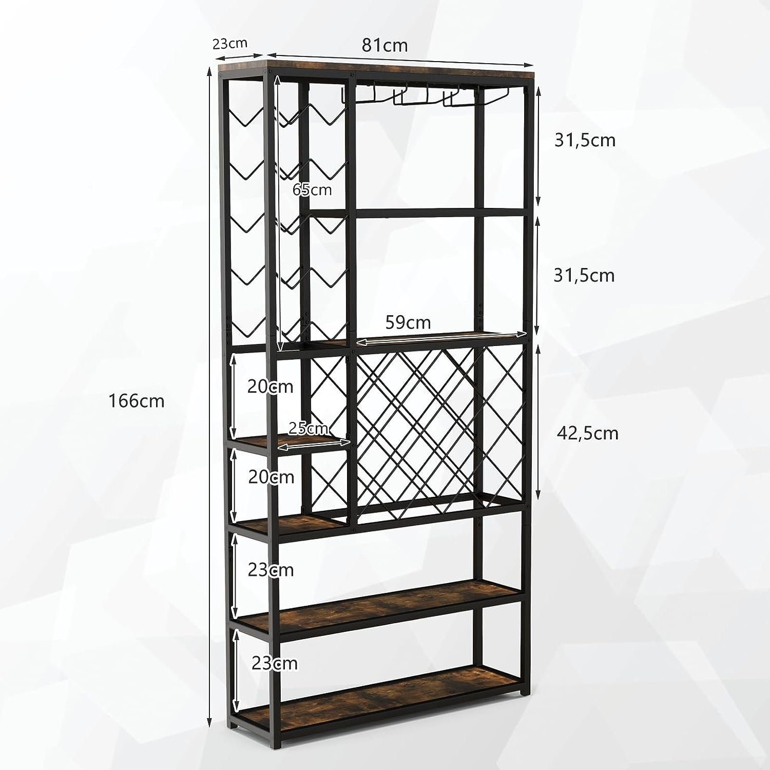 KOMFOTTEU Weinregal Flaschenregal, für 27 Flaschen, 81 x 23 x 166 cm