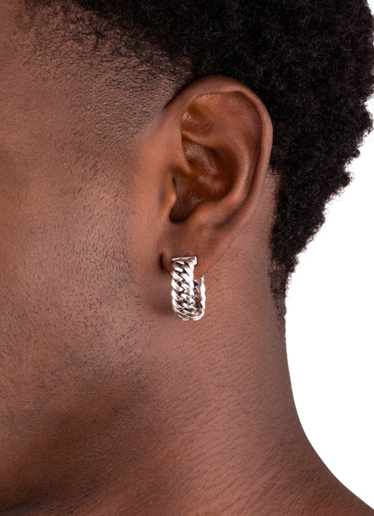 Buddha to Buddha Silver chain hoop earrings