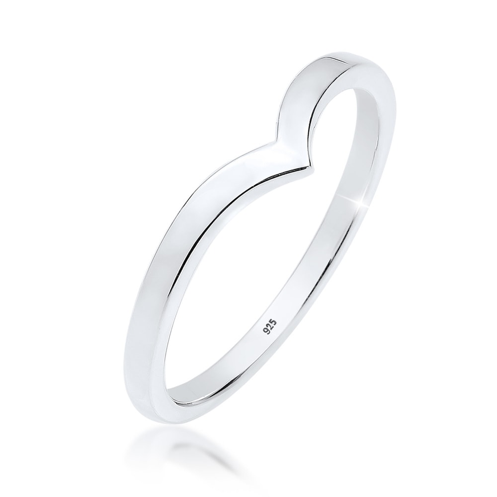 Elli Elli Bague Femmes V-Forme Empilement Tendance en Argent Sterling 925 Bague