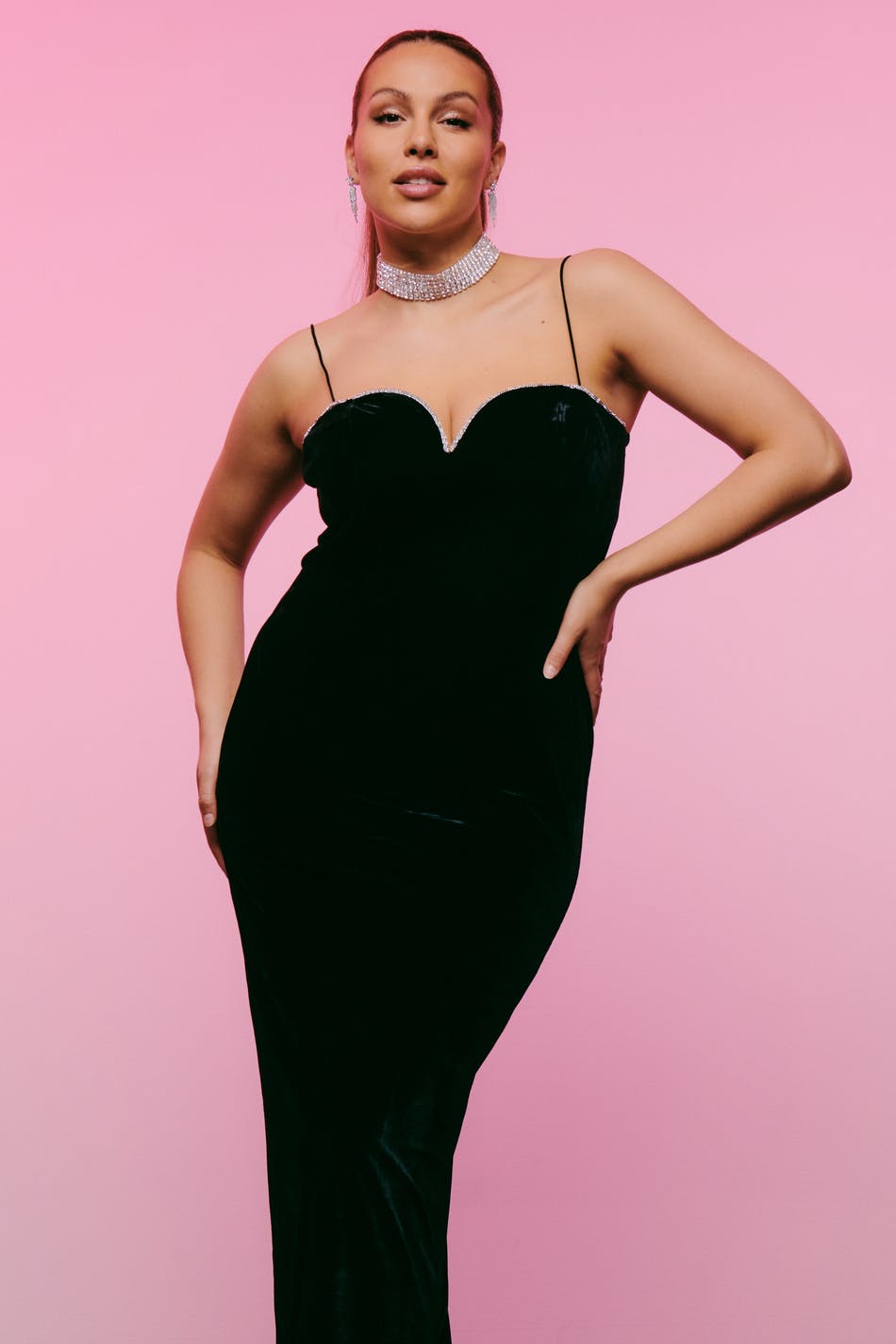 Rhinestone velvet dress