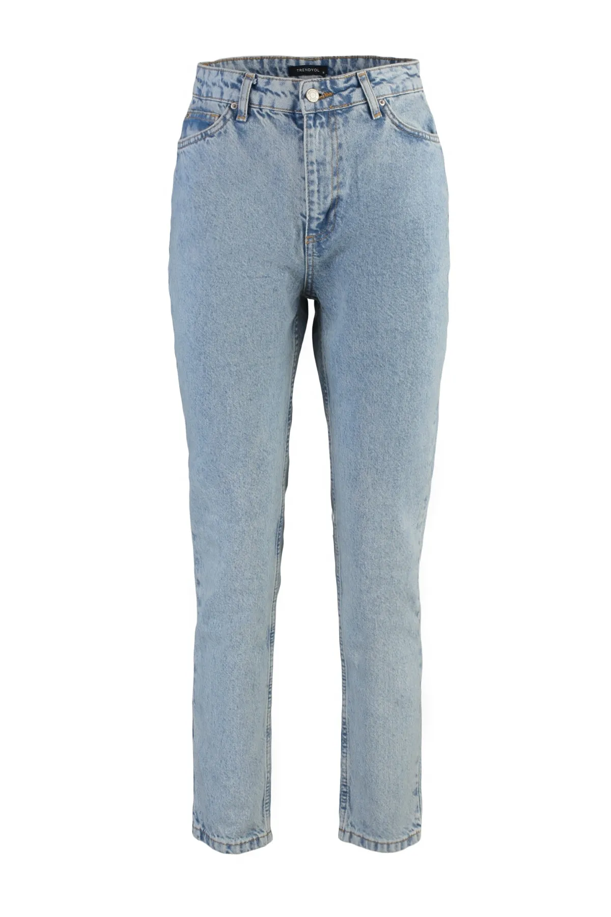 Trendyol Collection  Hellblaue, nachhaltigere Mom-Jeans mit hoher Taille TWOAW23JE00369