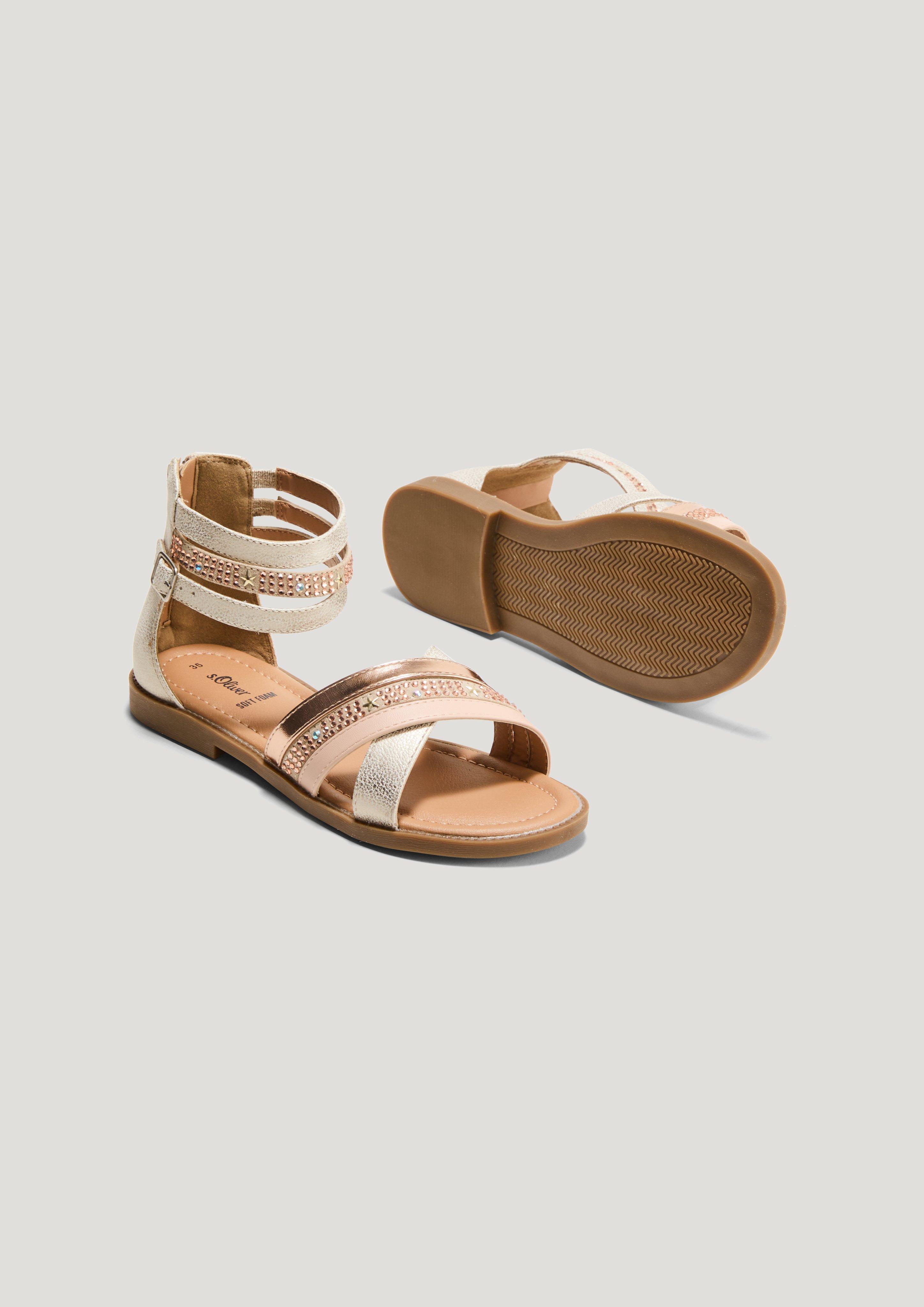 Riemchen-Sandalen mit Schmucksteinen  1235108-981