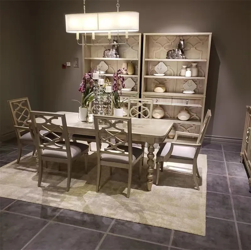 Solid wood table light luxury champagne small unit dining table and chair combination rectangular dining table · dining table 140*80*76㎝