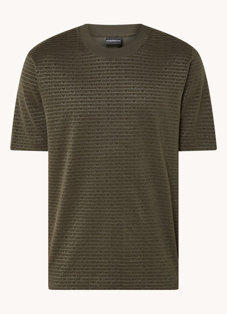 Tricou Emporio Armani din amestec de lyocell cu logo imprimat