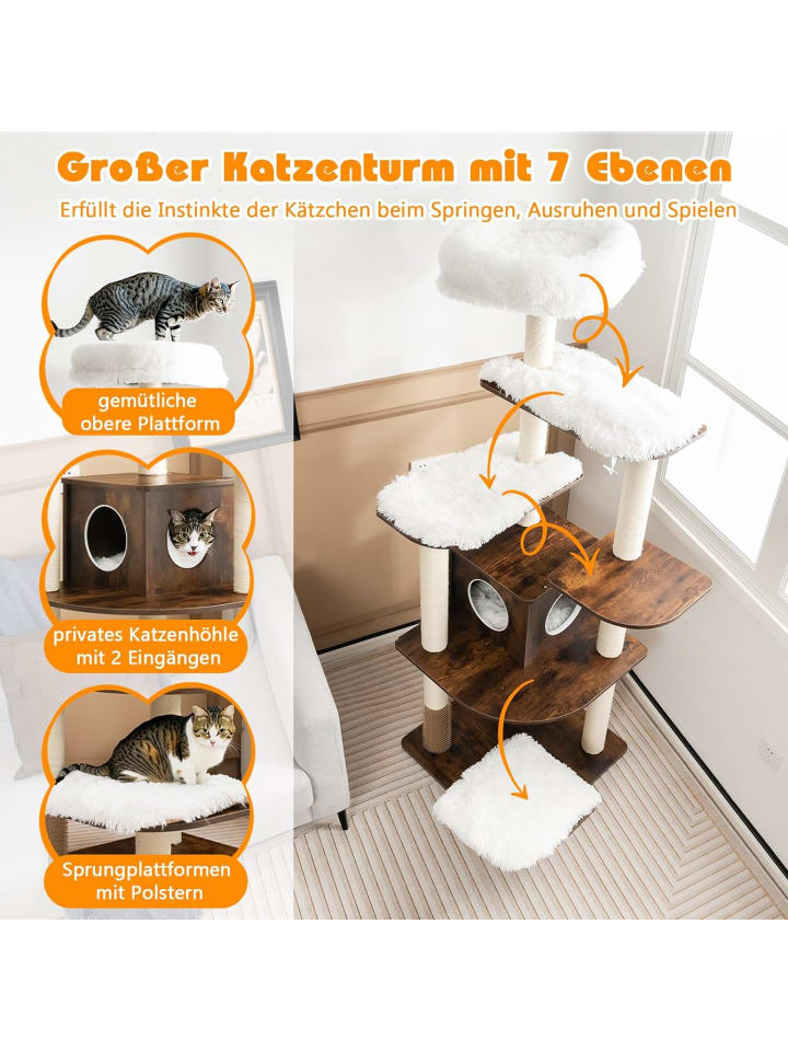 COSTWAY 175cm Kratzbaum in Braun günstig kaufen 175 cm