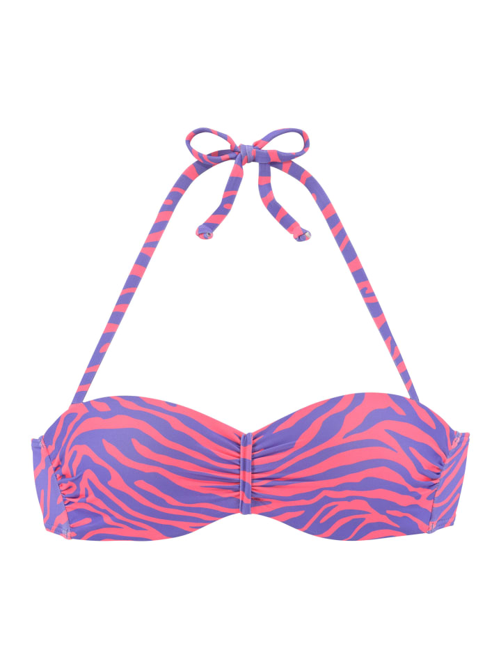 Venice Beach Bügel-Bandeau-Bikini-Top in violett-koralle günstig kaufen