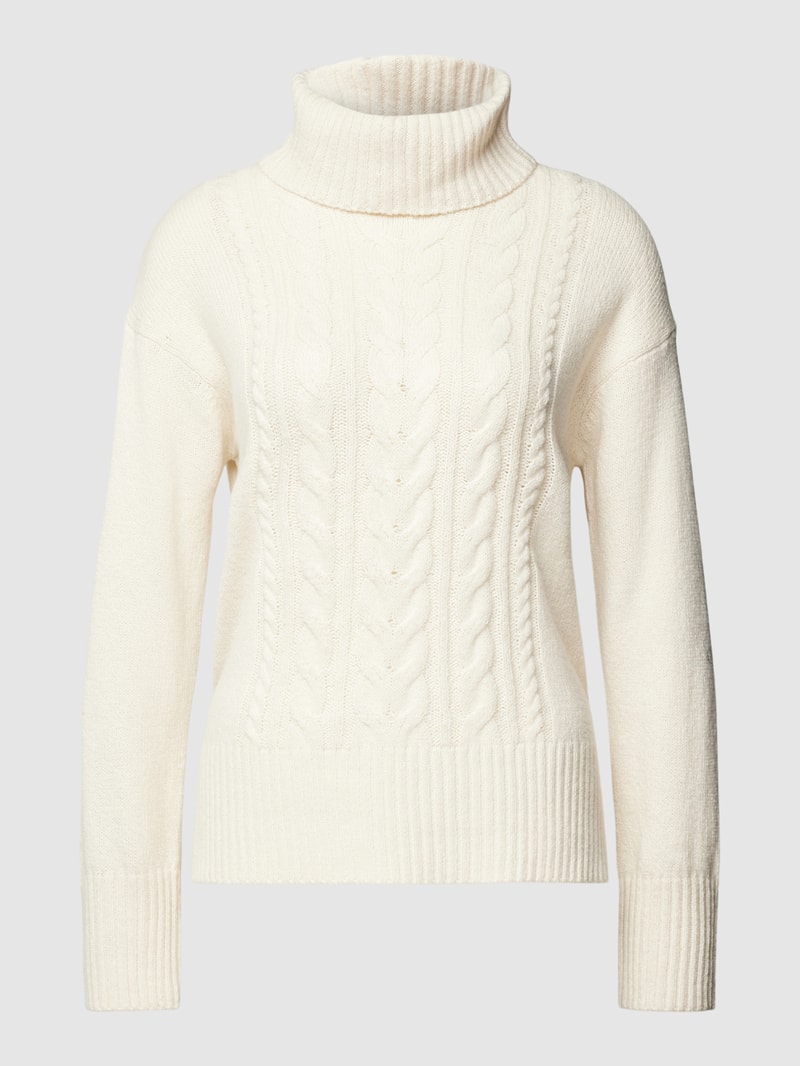 Strickpullover mit Zopfmuster in beige
