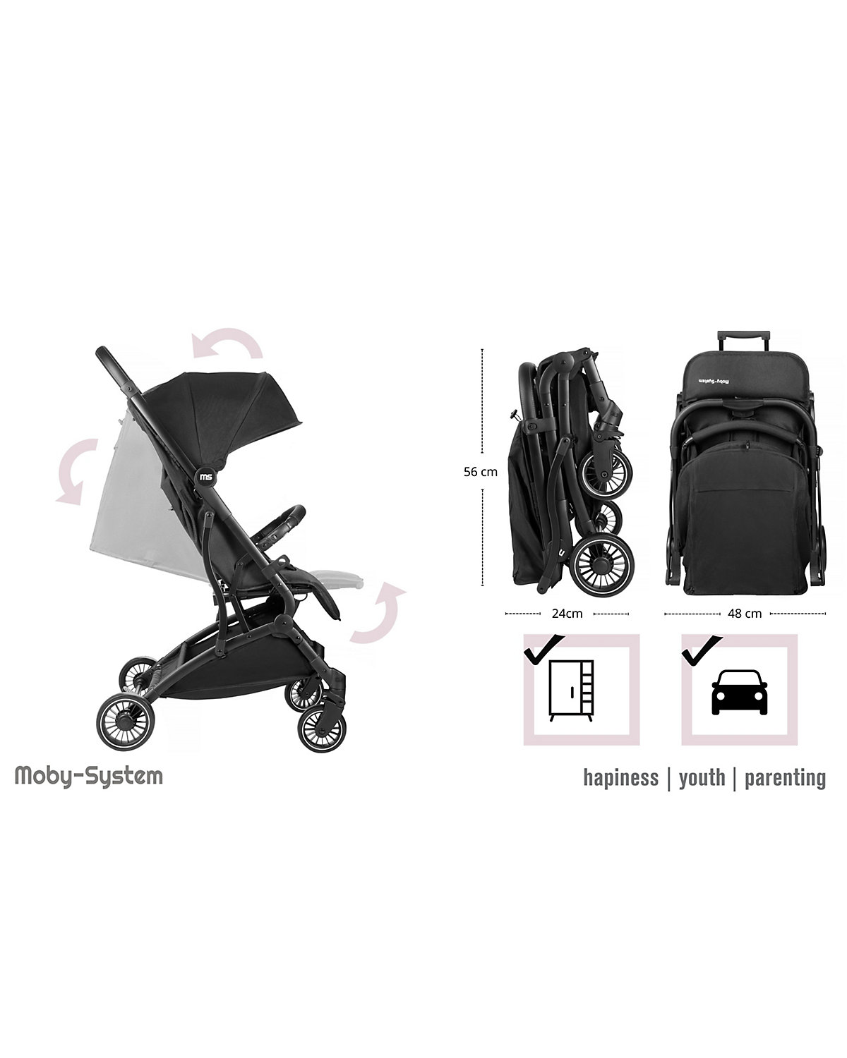 Kinderwagen, Buggy mit dem Koffer, für Kinder bis 15 Kg, Flugzeug tauglich, Fahrzeugs tauglich, großer Einkaufskorb