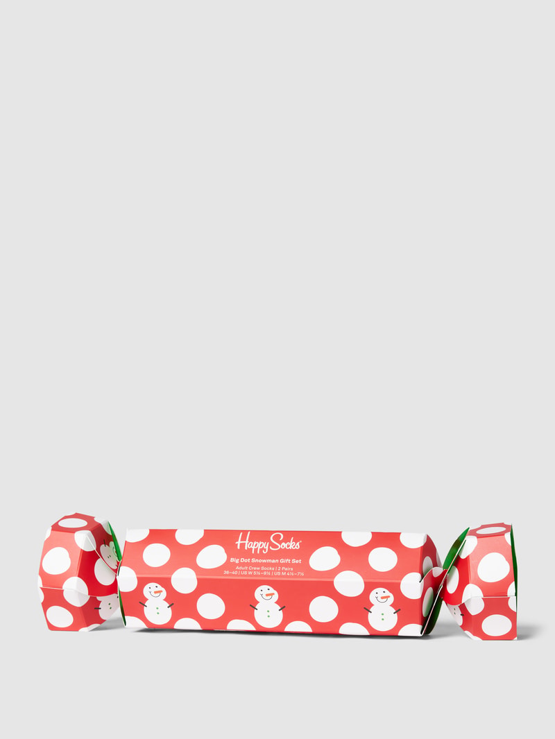 Socken mit Allover-Muster Modell 'Big Dot Snowman' in rot
