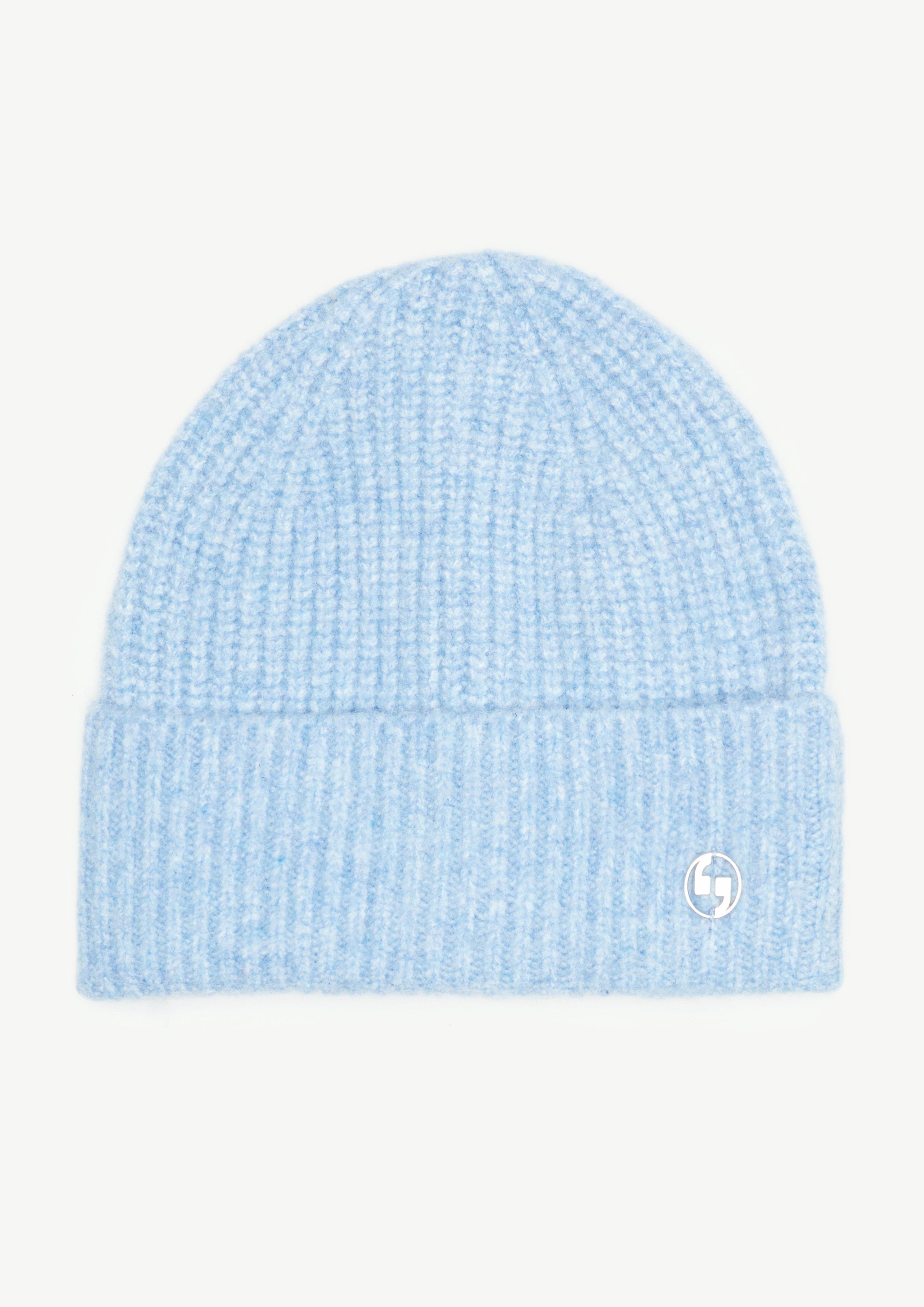 Strickmütze aus Wollmix - himmelblau