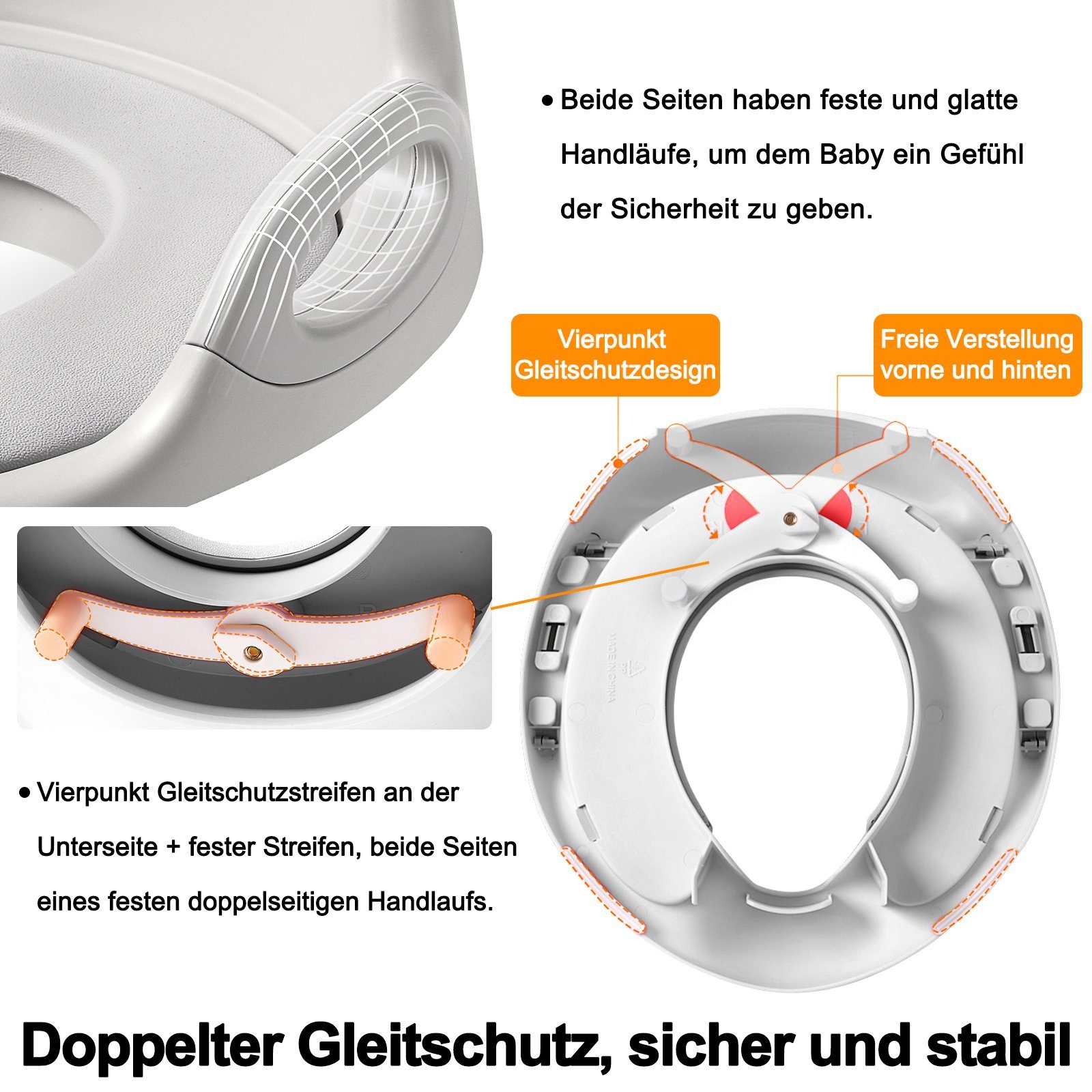 UISEBRT Kinder-WC-Sitz Toilettensitz WC Sitz, mit Spritzschutz, Griffe