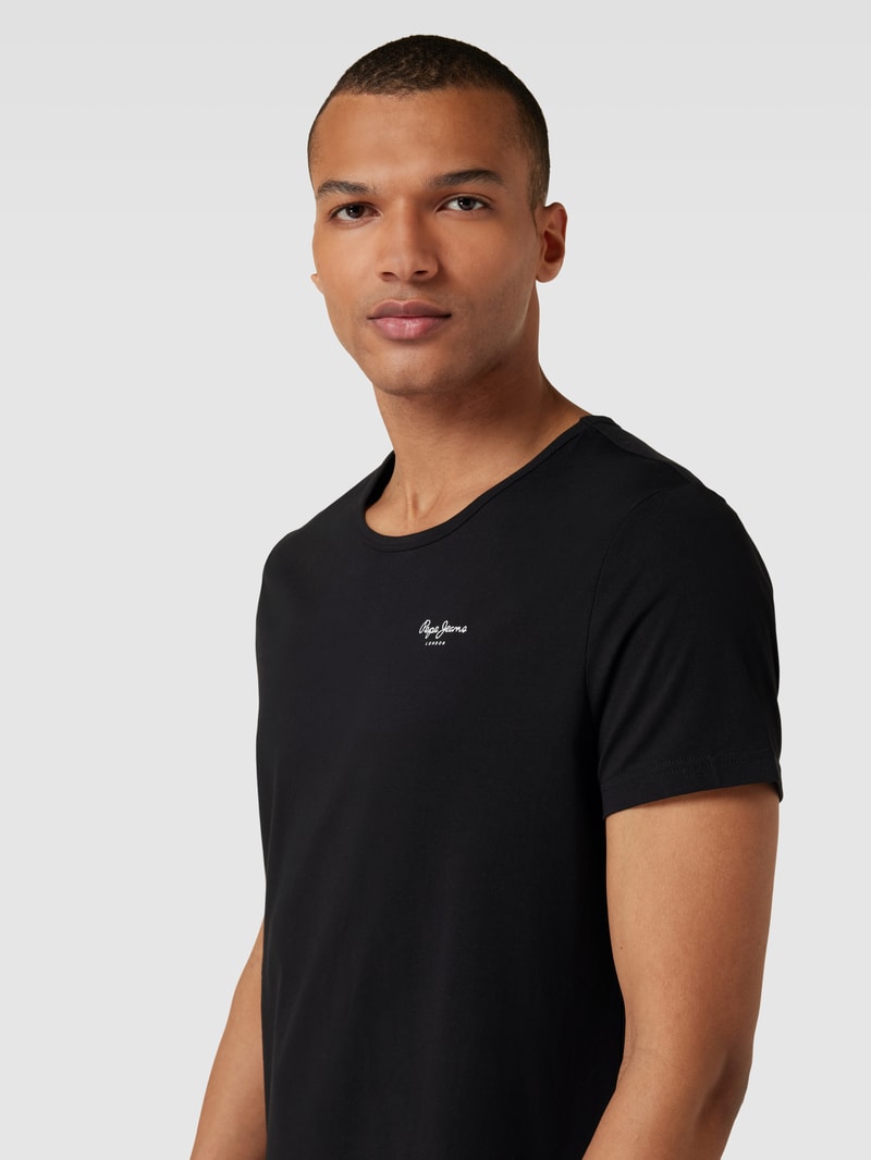 T-Shirt mit Label-Print im 2er-Pack in schwarz