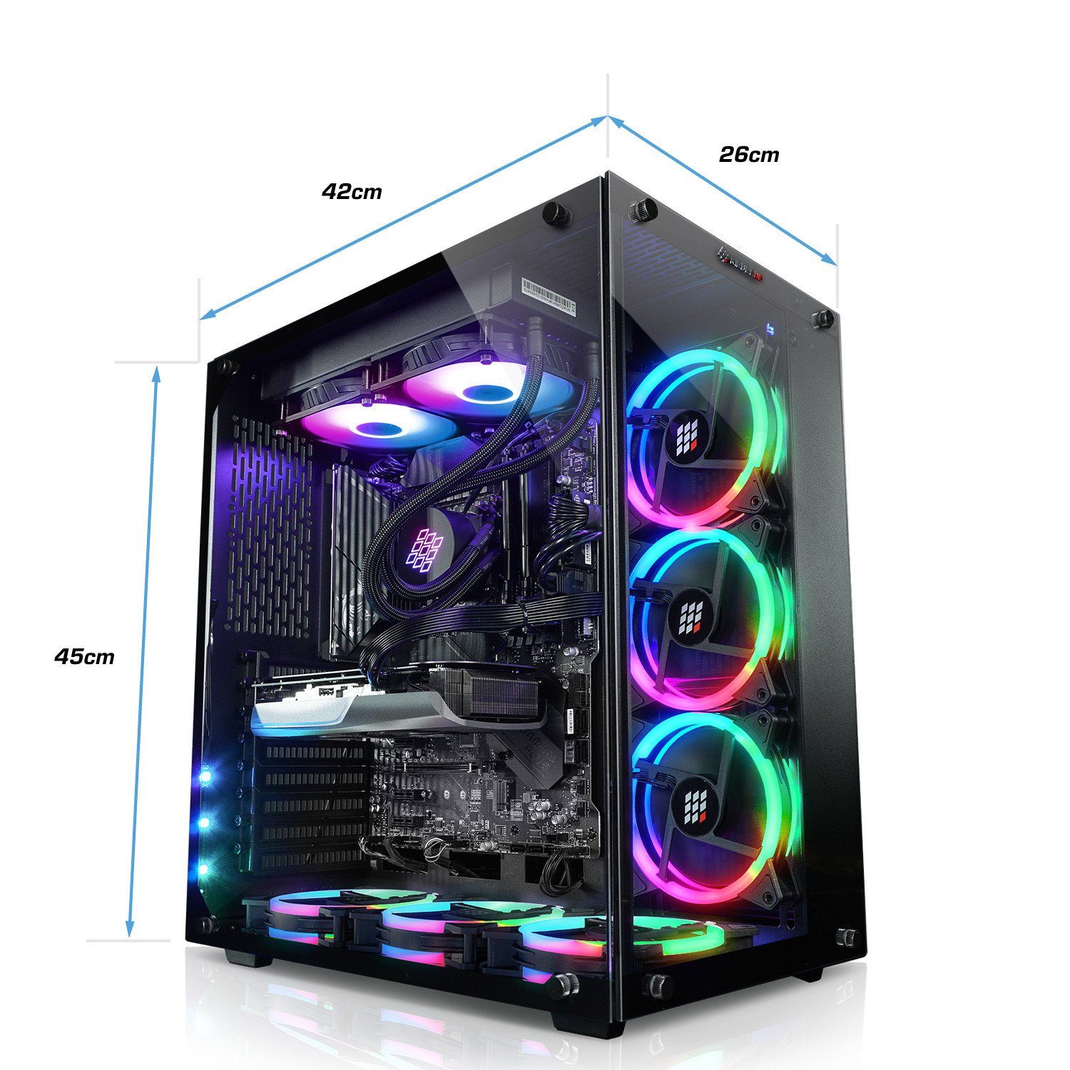 Kiebel Panorama Gaming-PC (Intel Core i9 Intel Core i9-11900KF, RTX 4070 Ti, 32 GB RAM, 2000 GB SSD, Wasserkühlung, RGB-Beleuchtung)