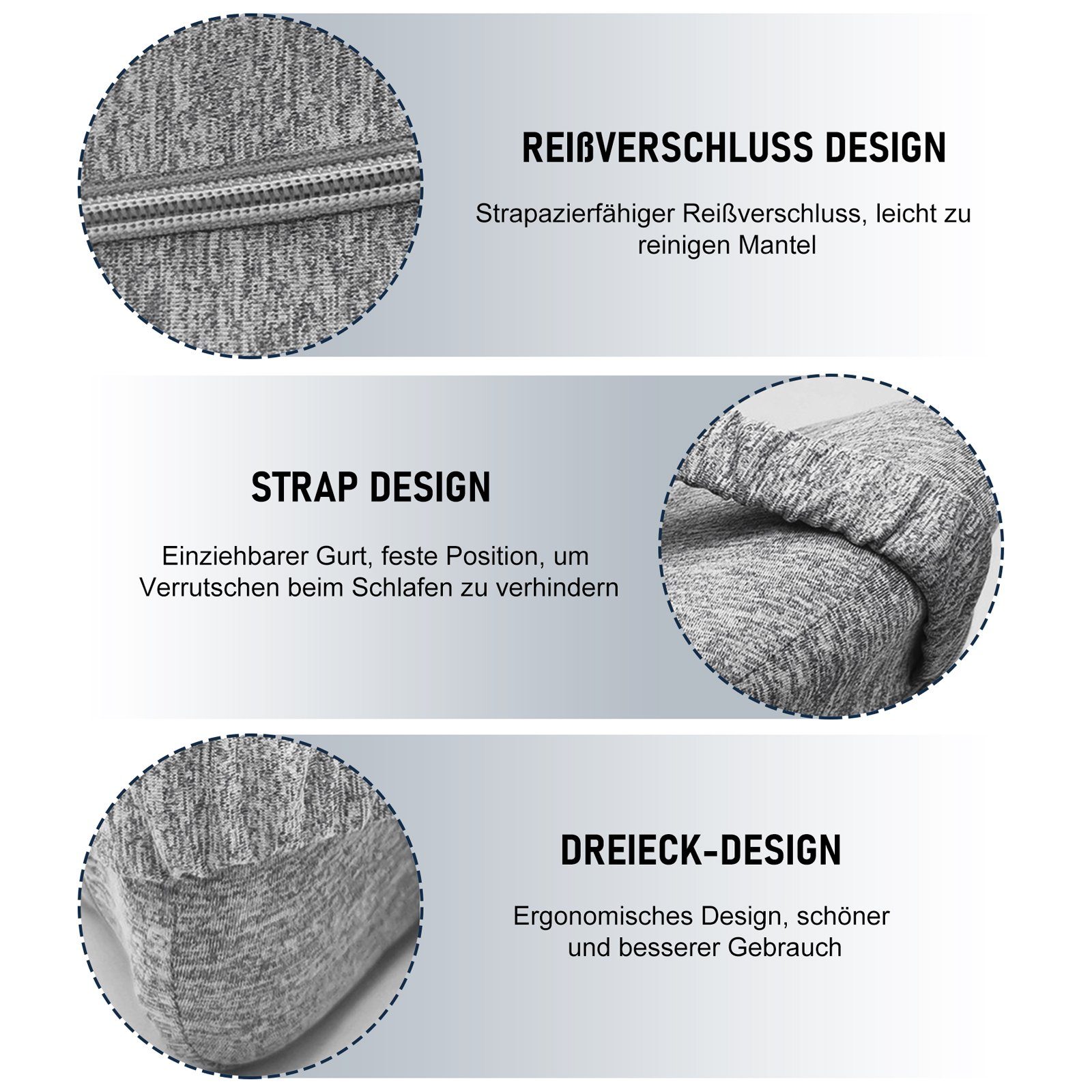 CALIYO Kniekissen Kniekissen für Seitenschläfer, Beinkissen Memory Foam Orthopädisches, Aus hochwertigem Polyester und Memory-Schaum gefertigt