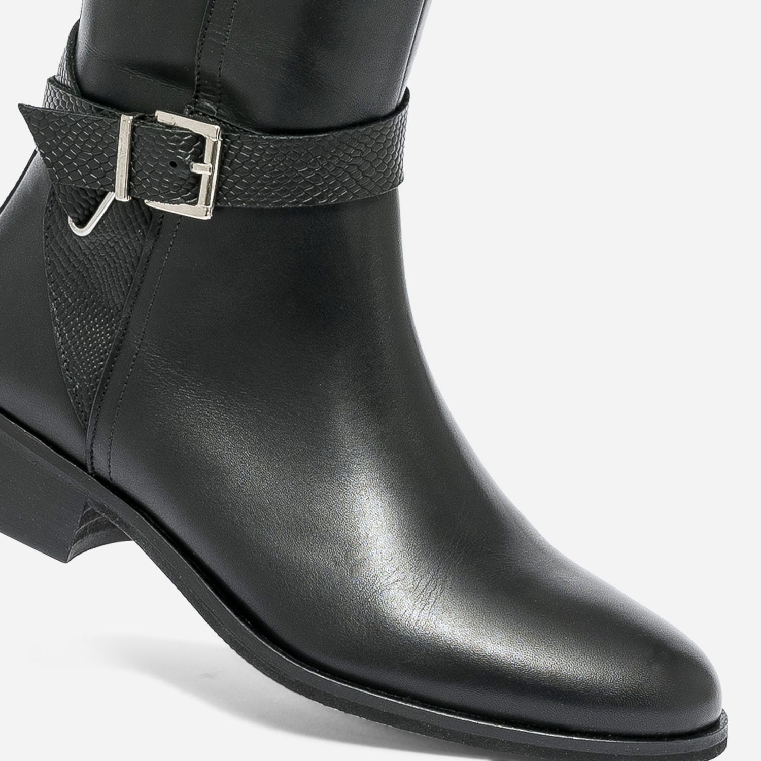 Botte noire en cuir esprit Jodhpur