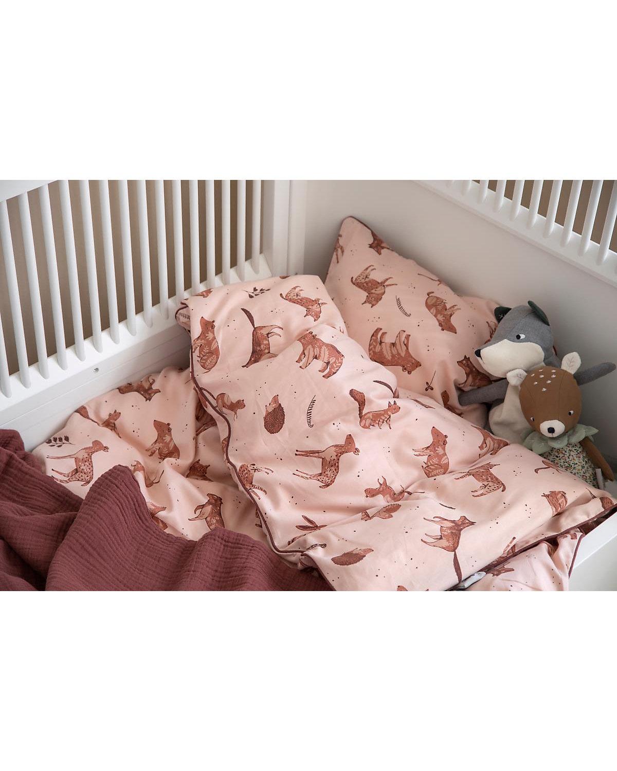 Satin Kinderbettwäsche Nightfall, dreamy rose, 100 x 135 + 40 x 60 cm