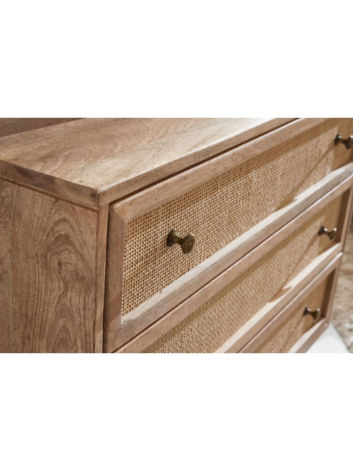 KADIMA DESIGN Sideboard 80x75x40 cm Mango Massivholz / Rattan Vintage Anrichte, günstig kaufen onesize