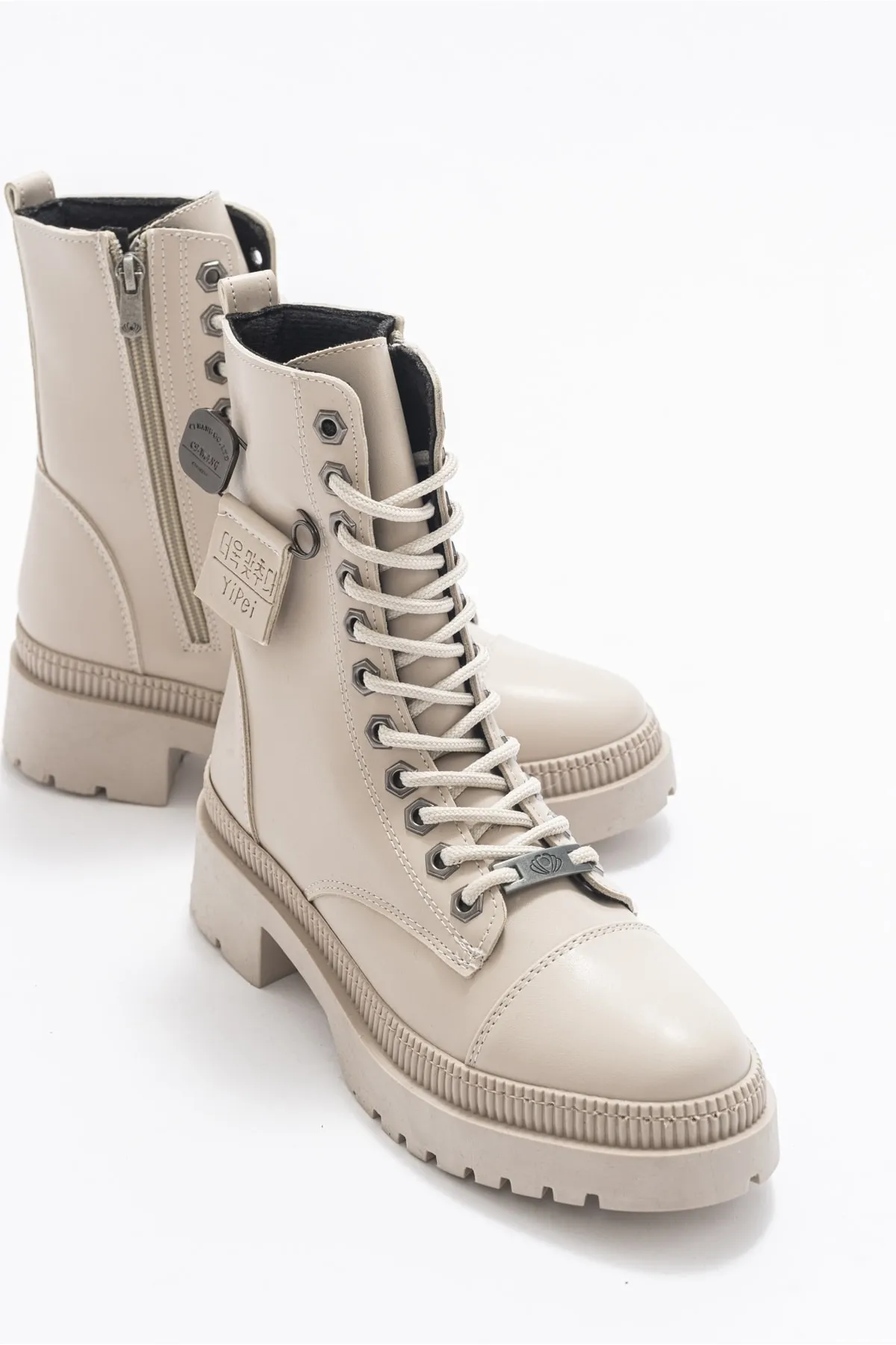 LuviShoes  Abide Beige Skin Damenstiefel