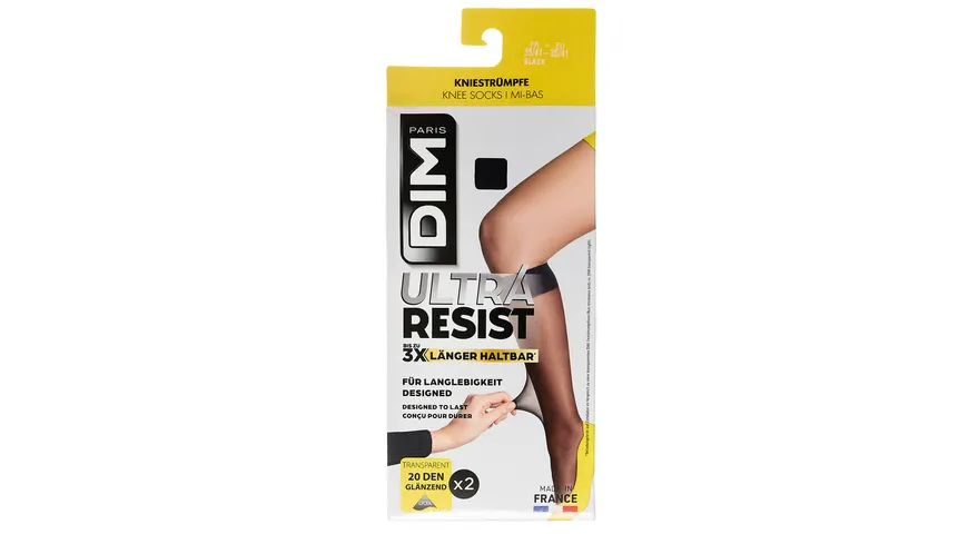 DIM Damen Kniestrümpfe Ultra Resistant 20 DEN 2er Pack noir