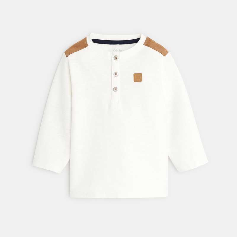 T-shirt tunisien flammé à patchs blanc bébé garçon