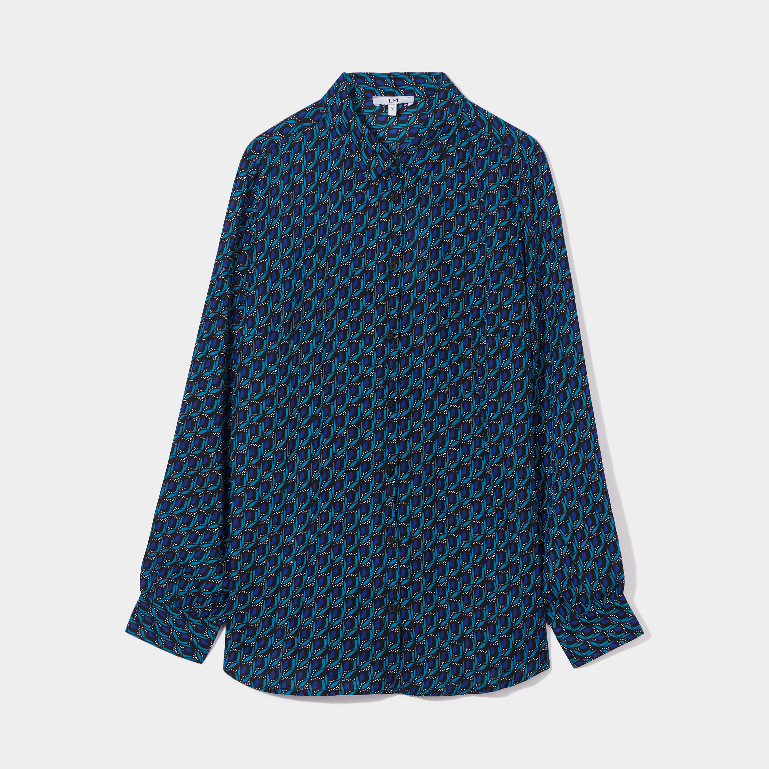 Chemise manches longues en crêpe bleu marine femme | La Halle