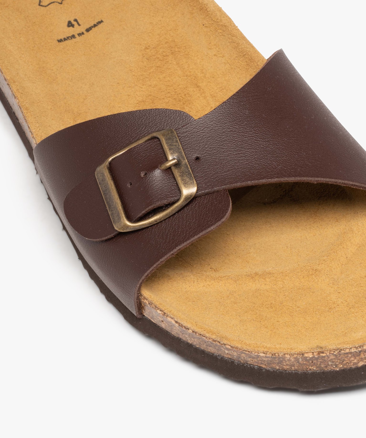 Sandales homme avec large bride à boucle marron | GEMO