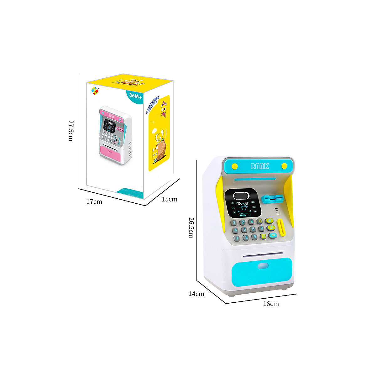 Simulierte Gesichtserkennung ATM Bank Passwortautomatik Geldrollen-Safe Spardose Spielzeug für Geldautomaten