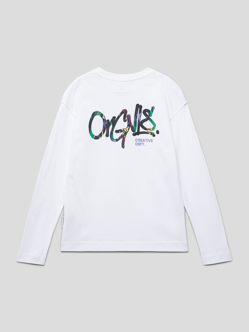 Longsleeve mit Statement-Prints Modell 'SILVERLAKE' in weiß