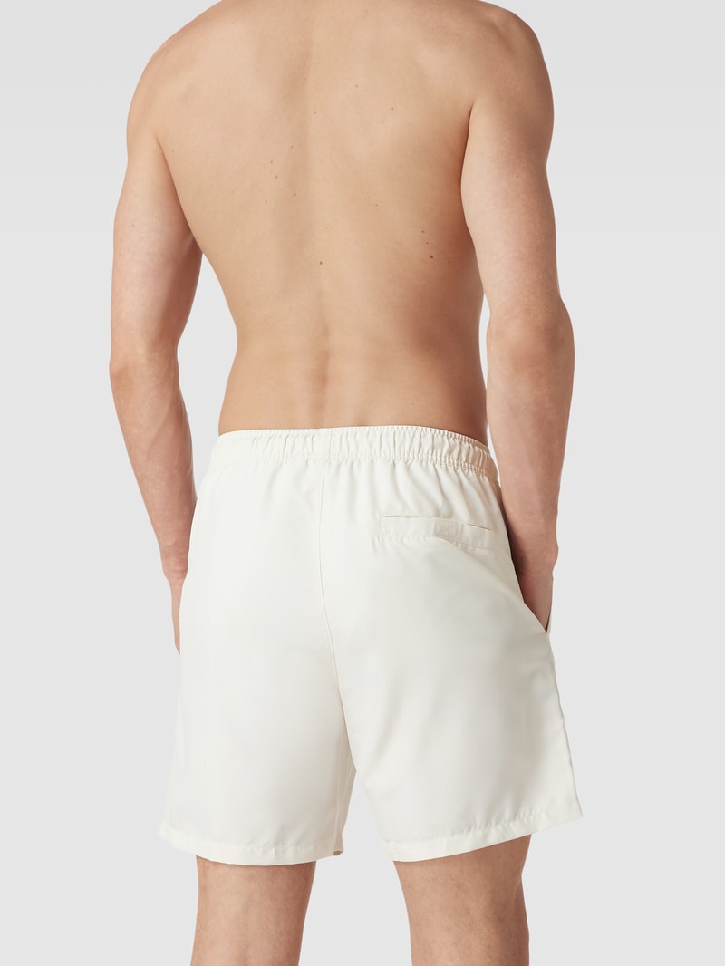 Badehose mit Label-Print Modell 'SHELDON' in offwhite