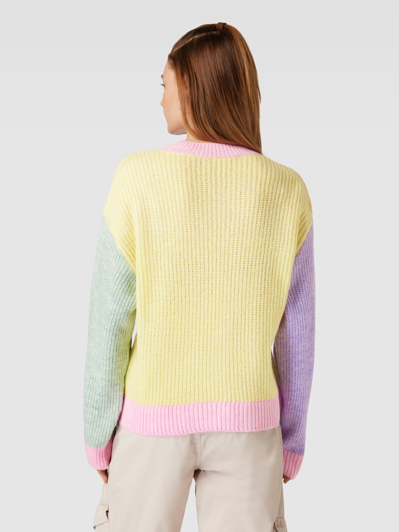 Strickpullover im Colour-Blocking-Design Modell 'MANNA' in hellgelb