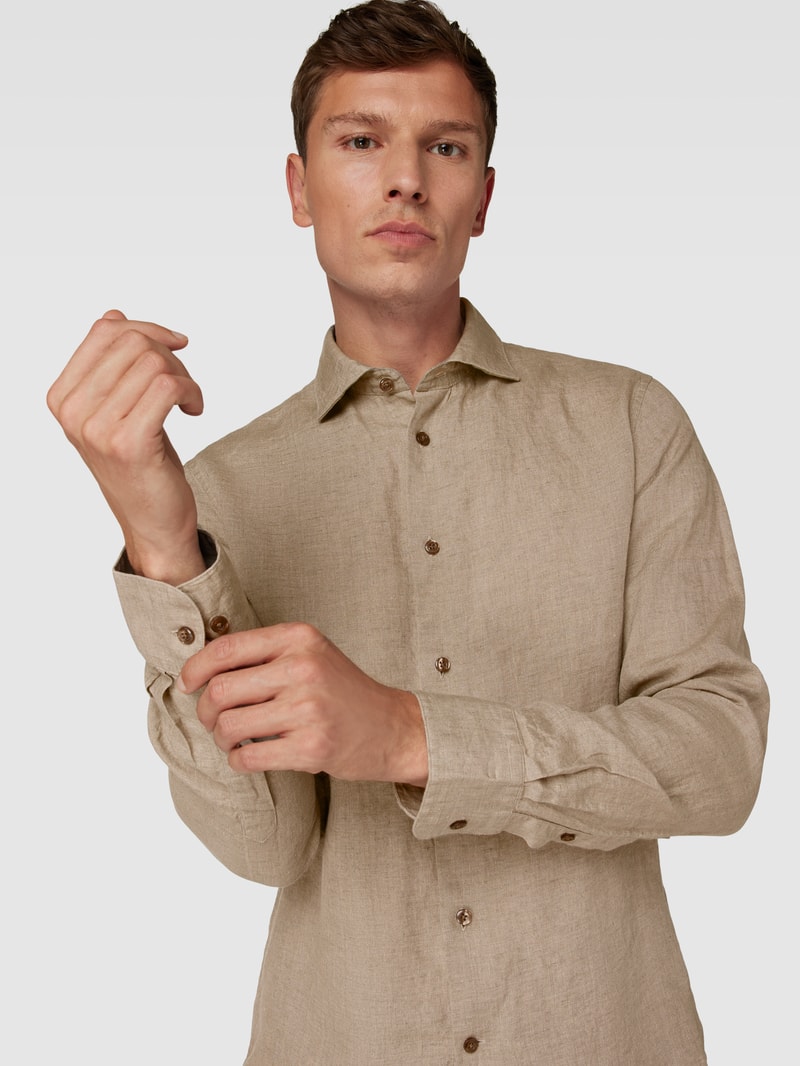 Regular Fit Freizeithemd mit Kentkragen Modell 'marc' in dunkelbraun