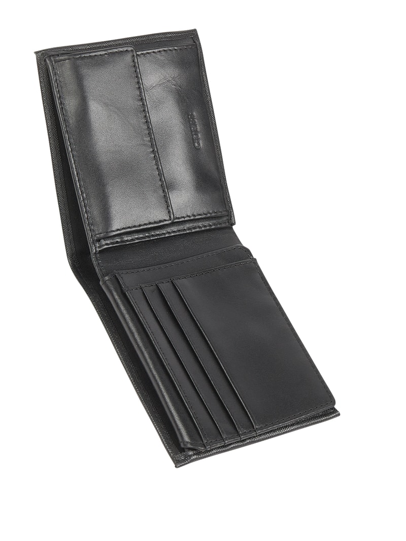 Portemonnaie mit Lederbesatz in schwarz