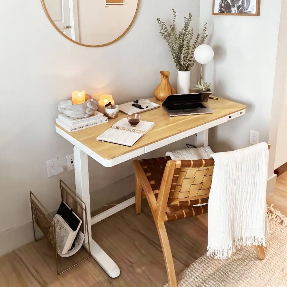 FLEXISPOT Schreibtisch Comhar Höhenverstellbarer Schreibtisch (MDF, 120 x 60cm), mit Touch Funktion & USB, Kindersicherung-System
