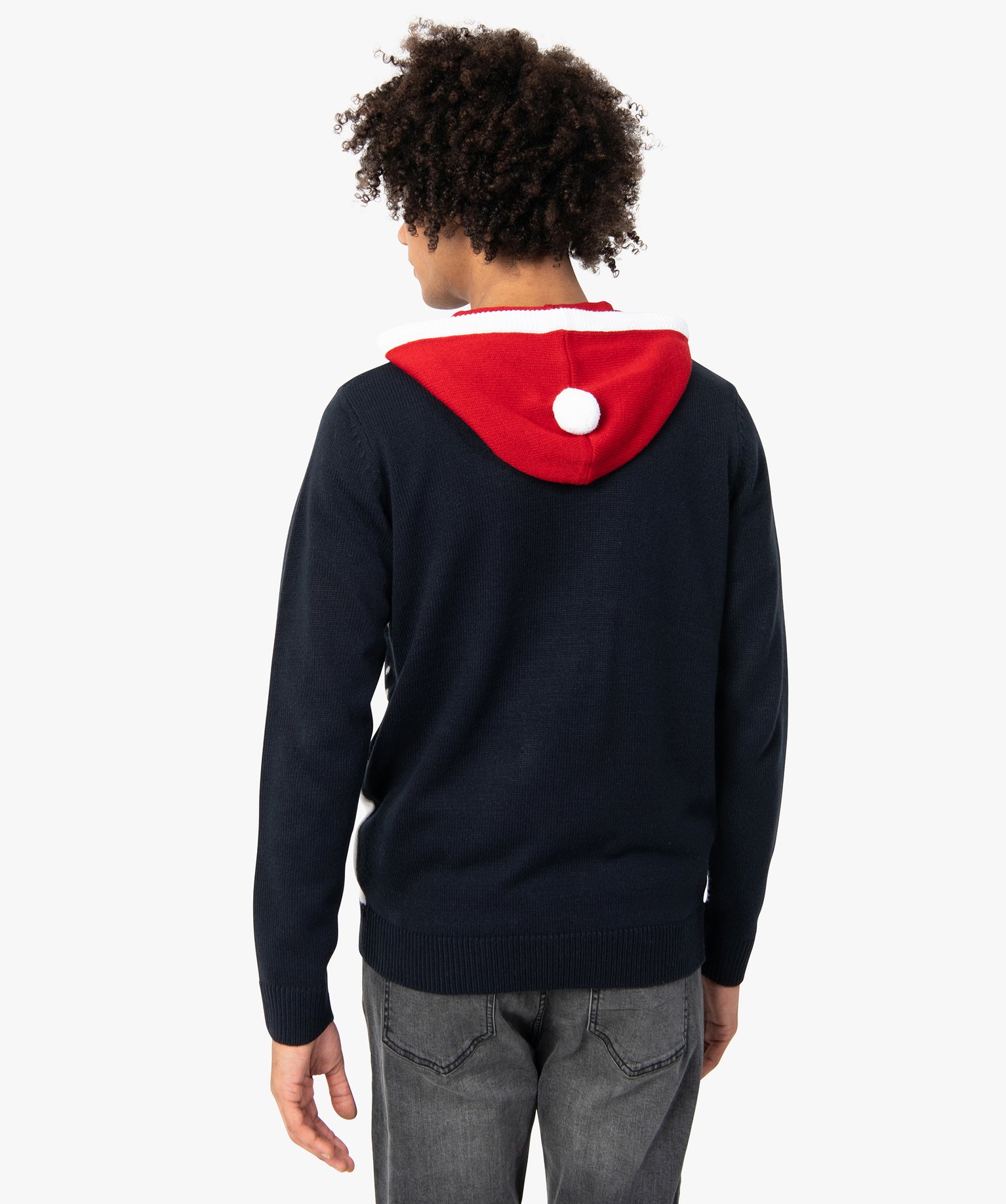 Pull de Nol homme à capuche avec Père Nol bleu | GEMO