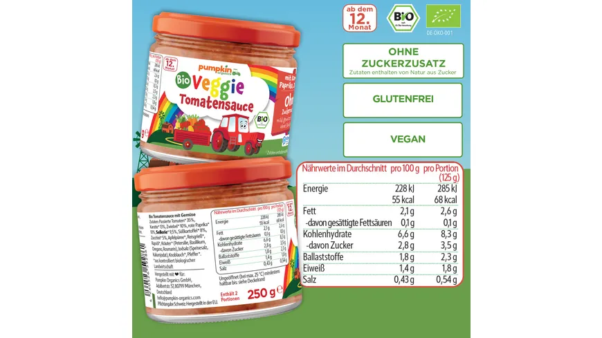pumpkin organics Bio Veggie Tomaten Sauce 250 g