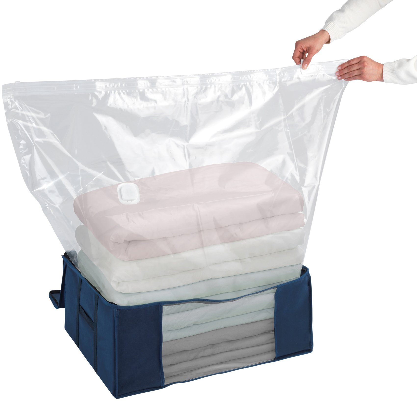WENKO Organizer Vakuum Soft Box Air, Aufbewahrungsbox, integrierte Vakuum-Tasche mit Blitz-Ventil