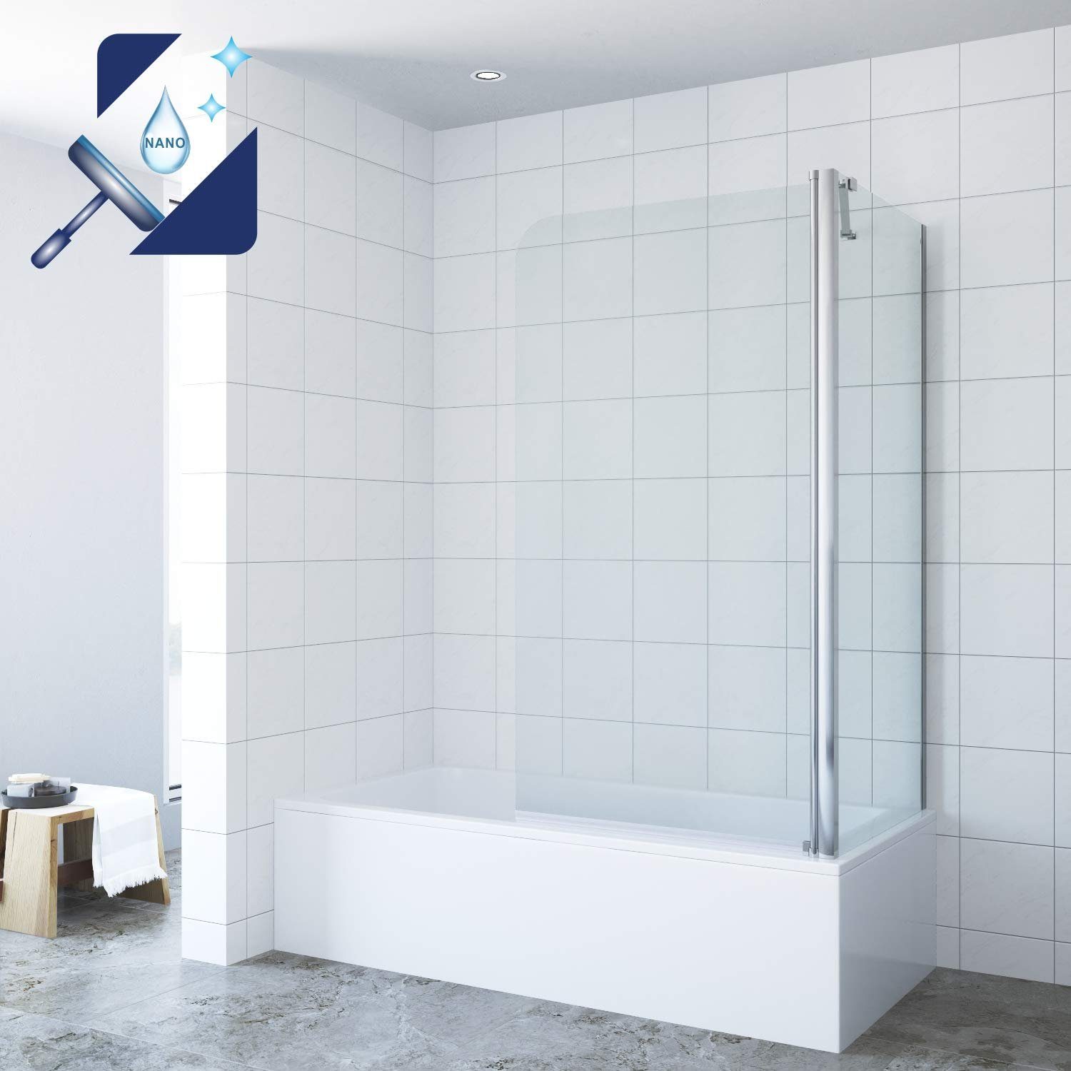 AQUABATOS Badewannenaufsatz Duschabtrennung für Badewanne Badewannenaufsatz Duschwand