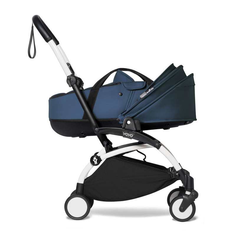 Poussette Yoyo2 4 roues châssis blanc nacelle bleu marine Babyzen