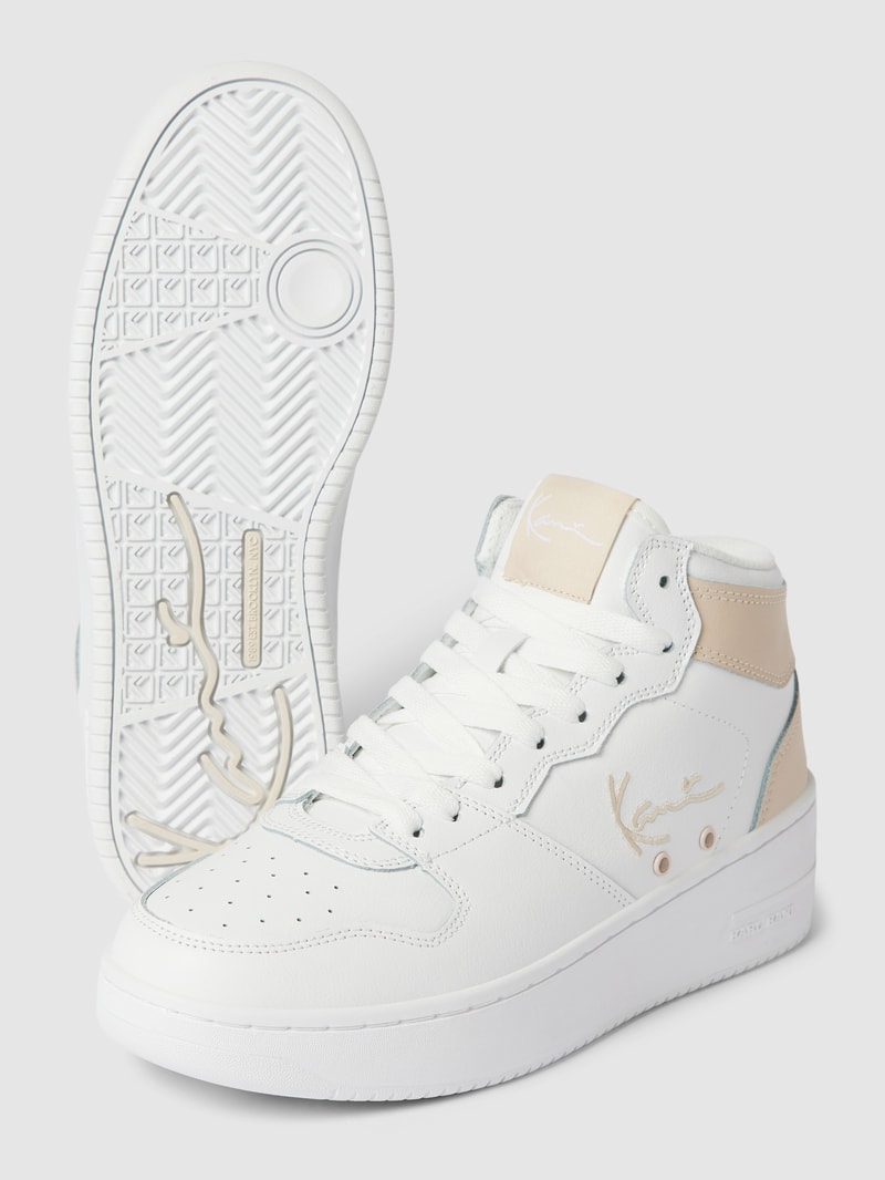 High-Top-Sneaker aus reinem Leder mit Label-Stitching in weiß