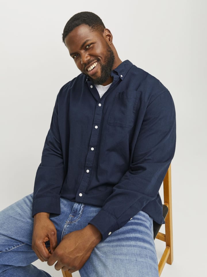 JACK & JONES PLUS Freizeithemd in Navy Blazer günstig kaufen