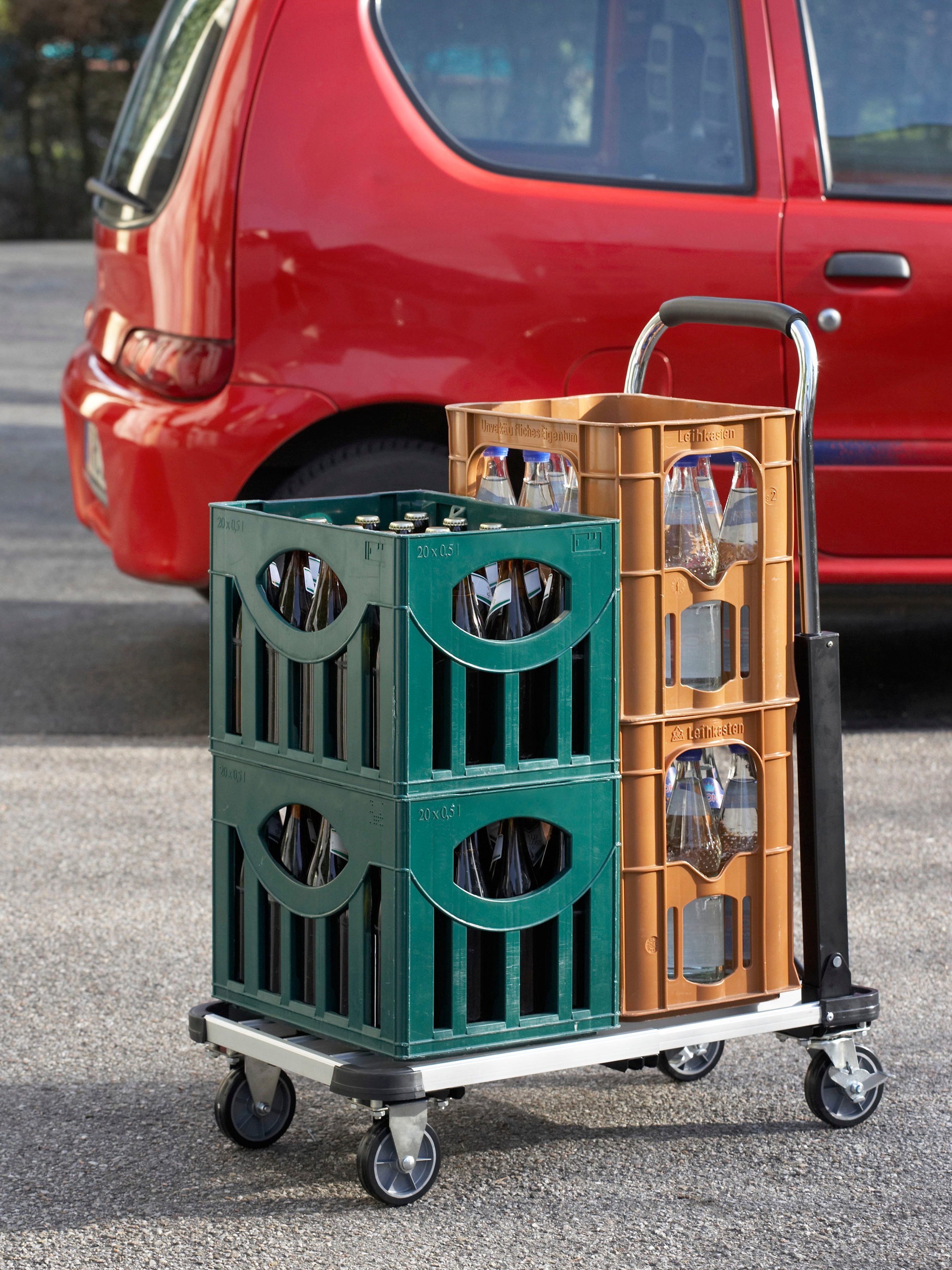 meister Transportwagen Klappwagen Alu / 8985590, bis 150 kg Tragkraft, Feststellbremse, höhenverstellbarer Griff