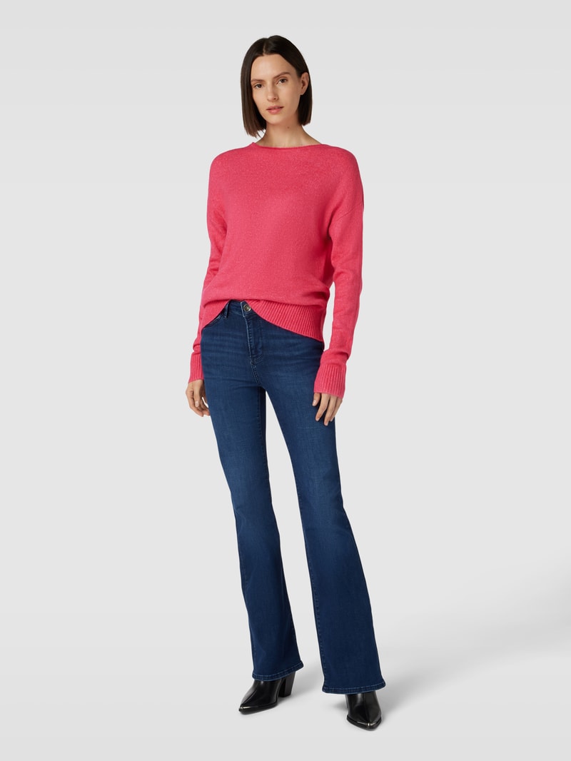 Strickpullover in melierter Optik in fuchsia meliert