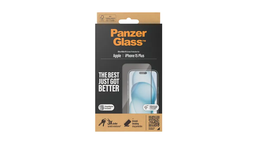 PanzerGlass SP iPhone 15 Plus UWF m. Applikator